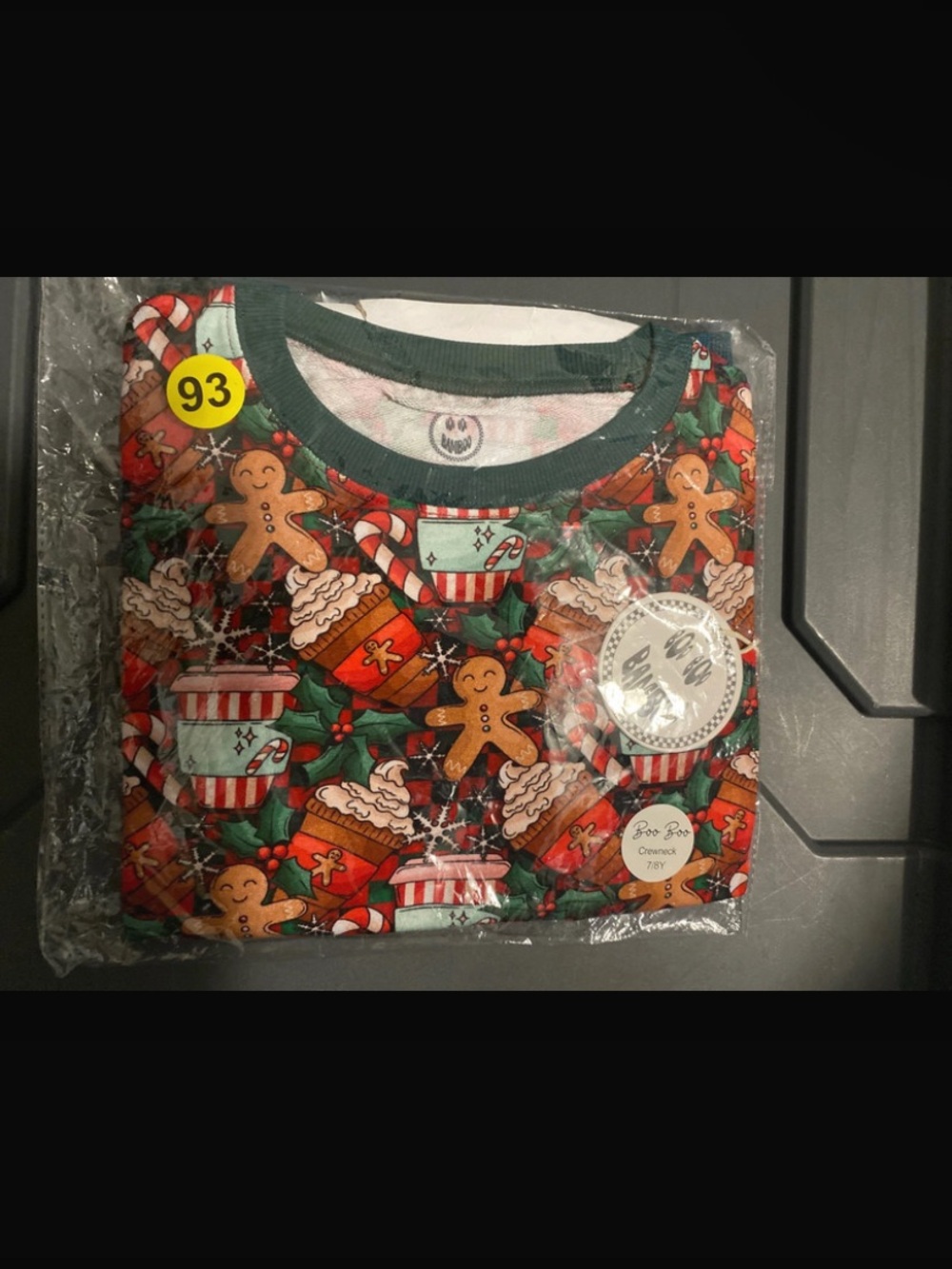 Kids Holiday Gingerbread bamboo French terry Crewneck Size 7/8 NWT